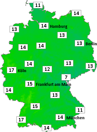 Deutschlandkarte mit Frühtemperaturen am 30.07.2024