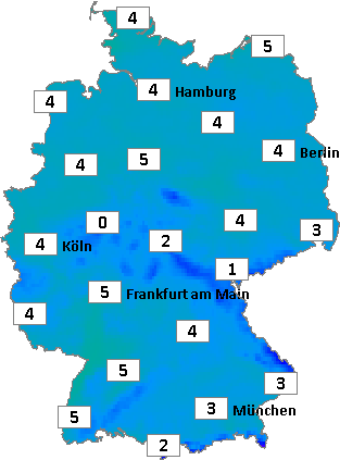 Deutschlandkarte mit Mittagstemperaturen am 23.11.2024